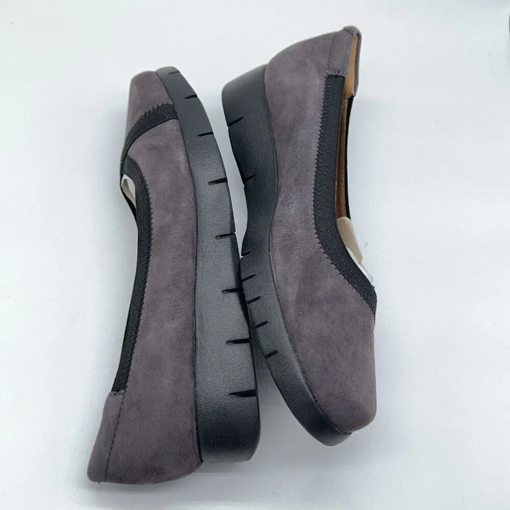 Clarks Artisan Nubuck Leather Slip On Shoes Daelyn Hill Purple Grey Platform 9 M - Picture 8 of 12